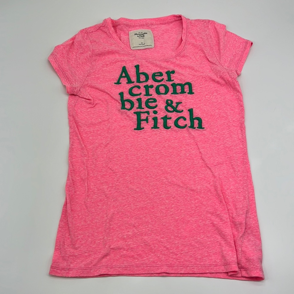 New Pink and a green Abercrombie & Fitch sign shirt.